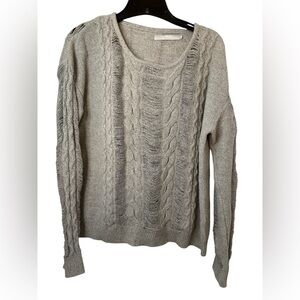 One Grey Day Tan Cotton Cashmere Cable Knit Sweater NWOT